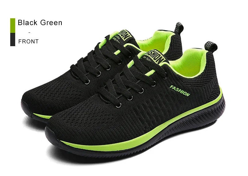 YRZL Black Knit Sneakers for Men Athletic Casual Shoes