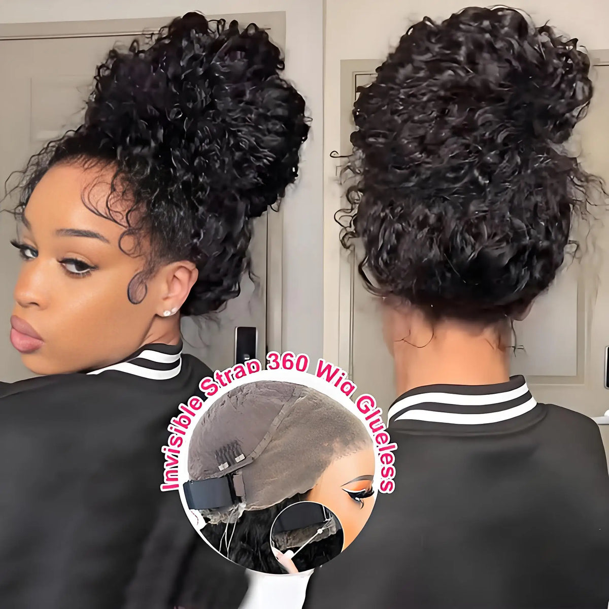 360 Full Lace Wig Water Deep Curly Human Hair 18-36 Inch