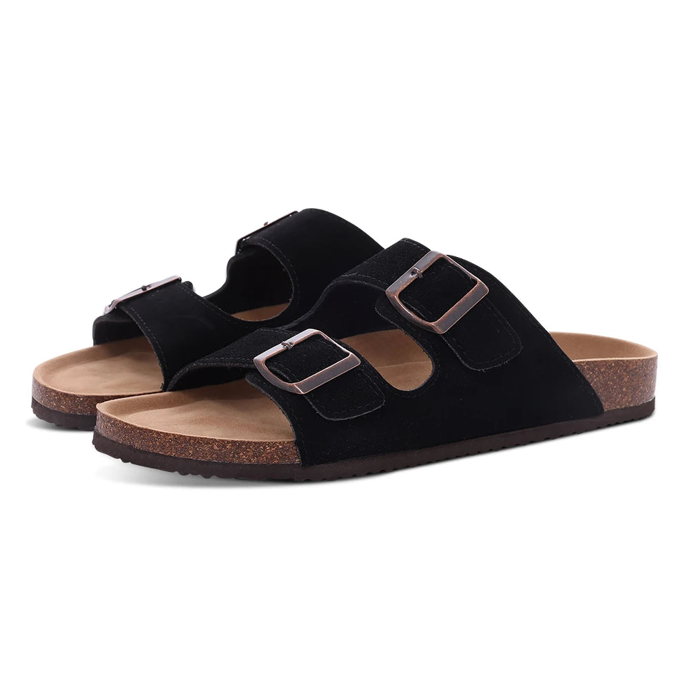 Comwarm Women's Suede Mules Slippers with Cork Insole