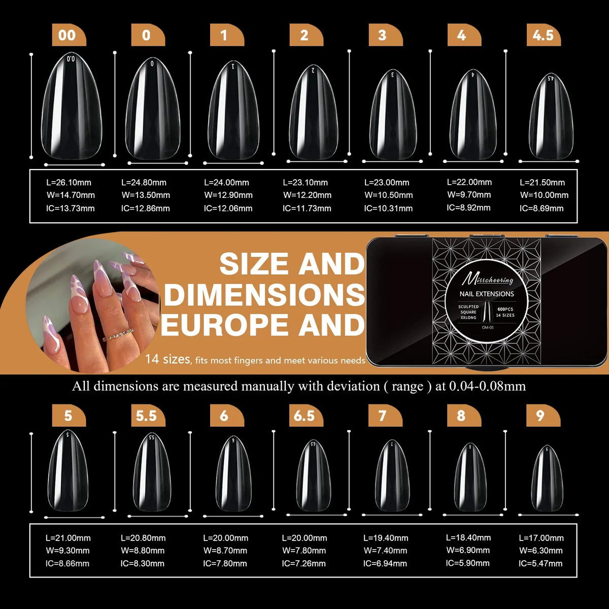 Soft Gel Full Cover Almond Fake Nails Box