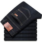 Men's Casual Straight Stretch Jeans Blue Black Denim