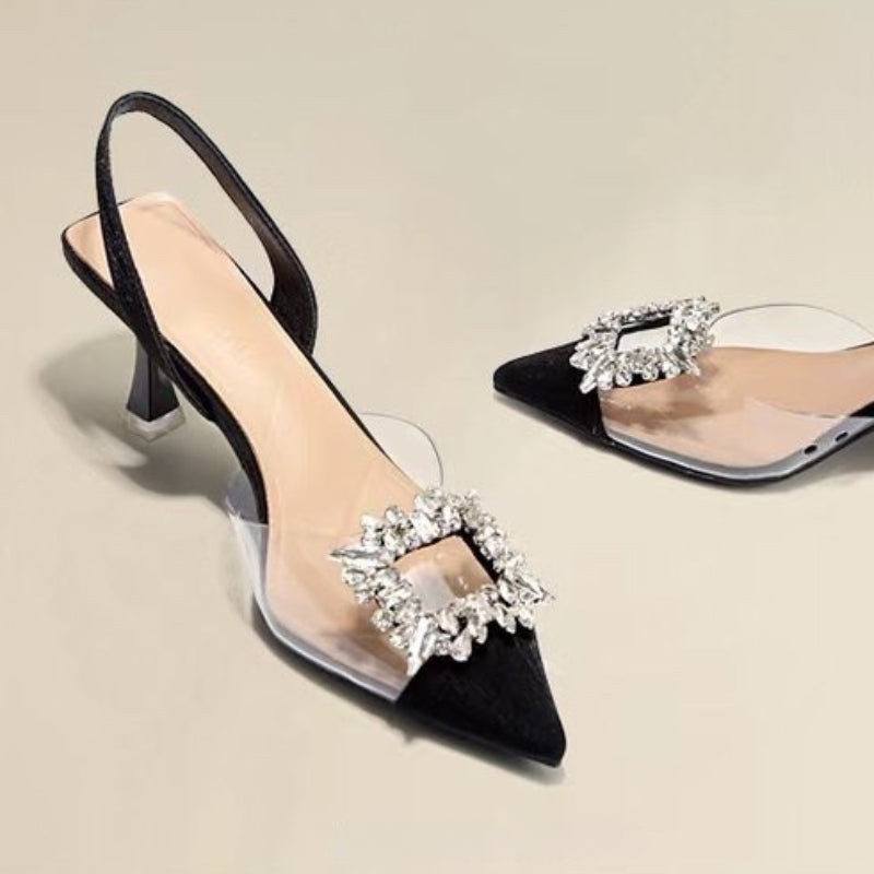 Crystal Transparent Pointed Toe High Heels for Women