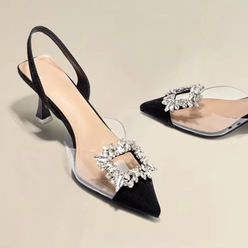 Crystal Transparent Pointed Toe High Heels for Women