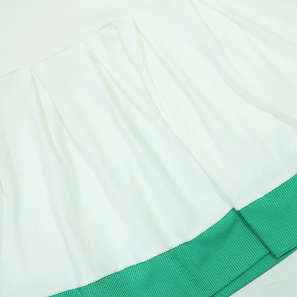 CM.YAYA Women's Sleeveless V-Neck Vest and Pleated Skirt