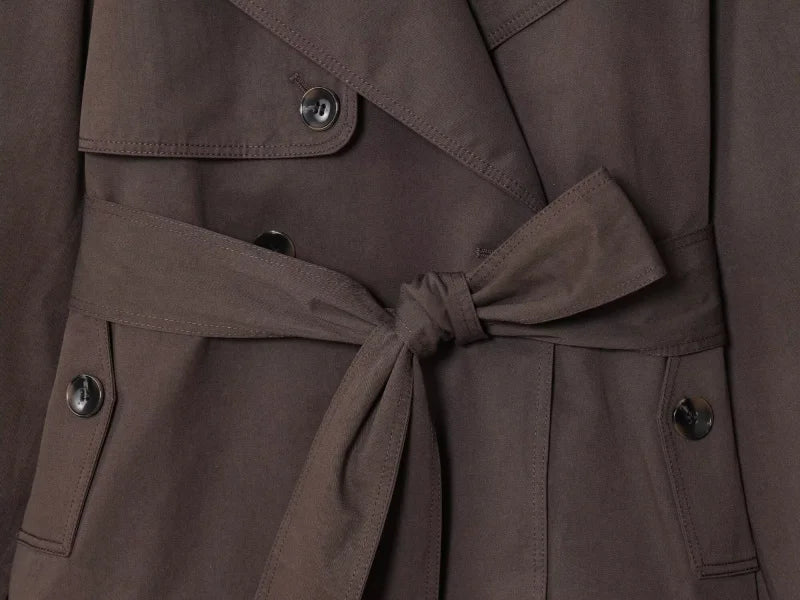 Women's Casual Double-Breasted Trench Coat in Maillard Color
