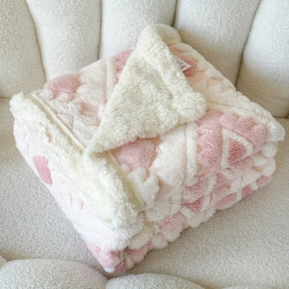 Geometric Jacquard Fleece Blanket Double Layer Taffeta