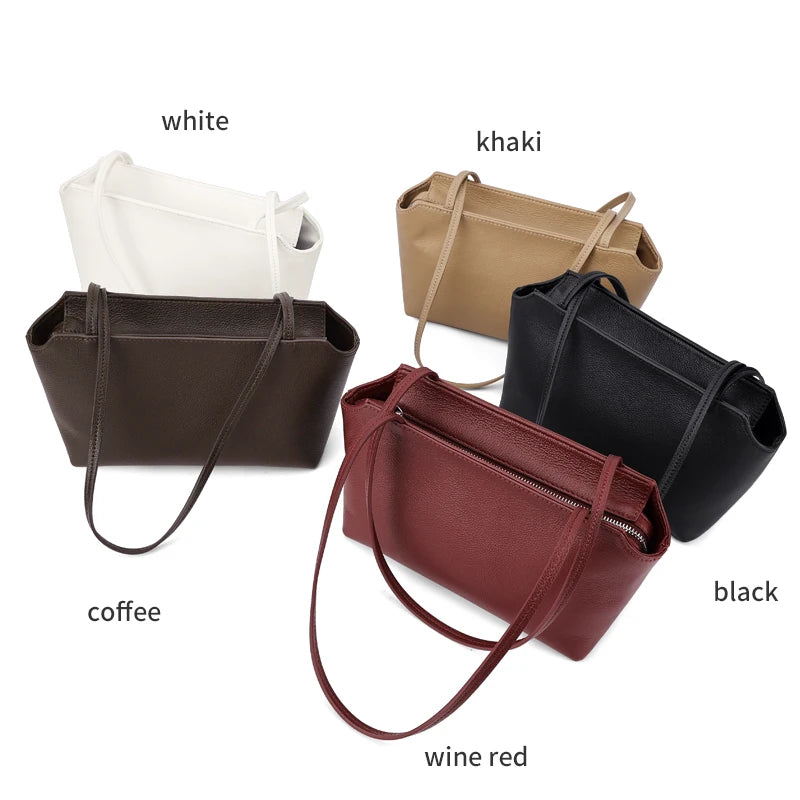 Genuine Cowhide Leather Mini Shoulder Tote Bag