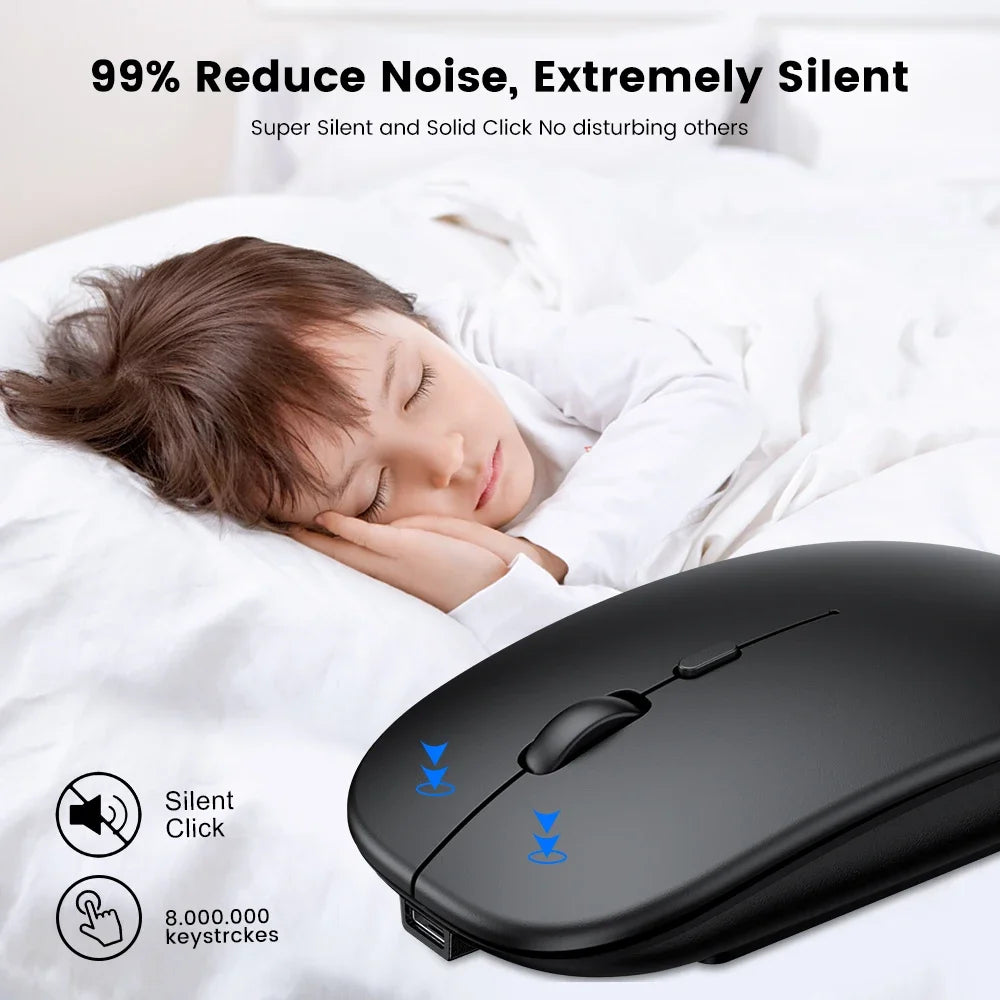 Rechargeable Wireless Mouse Dual Modes for PC and Laptop