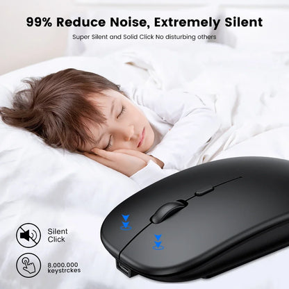Rechargeable Wireless Mouse Dual Modes for PC and Laptop