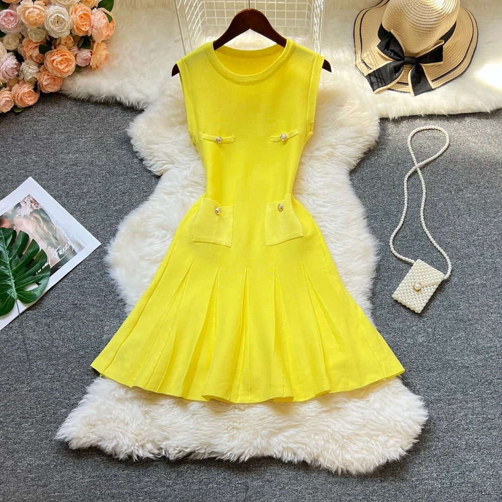 Pleated A-Line Summer Dress for Women
