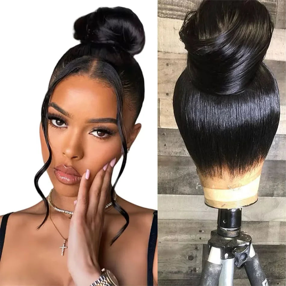 30 Inch Natural Black 360 Lace Front Human Hair Wig