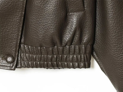 Black Long Sleeve Faux Leather Motorcycle Jacket