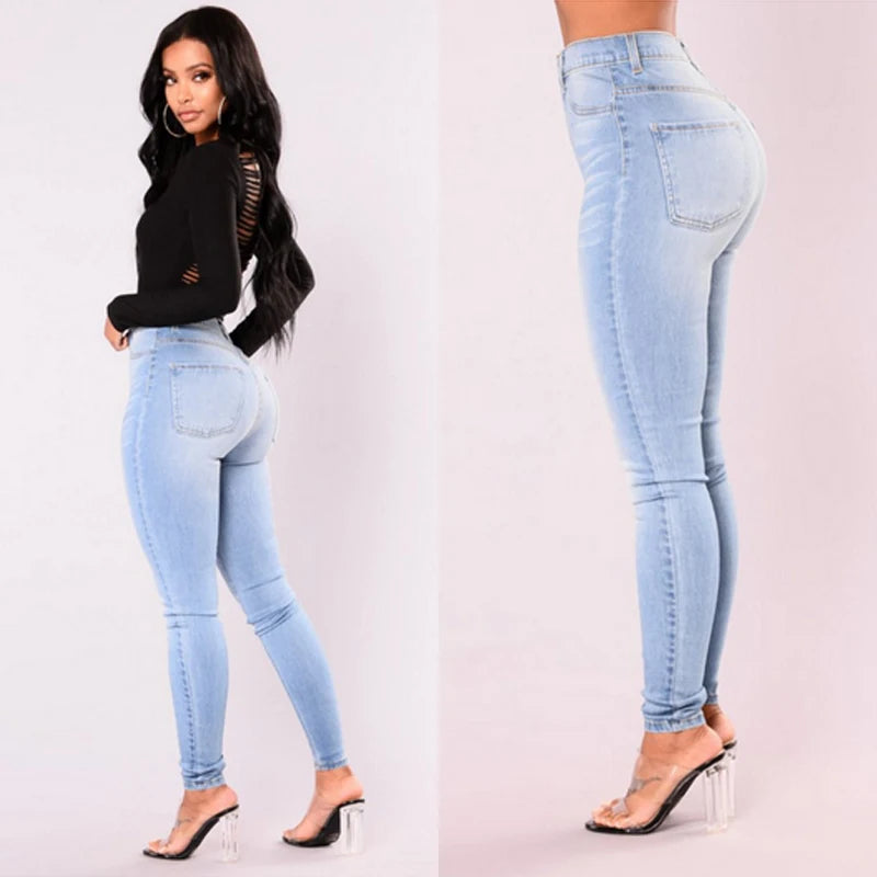 High Waist Denim Skinny Jeans for Women