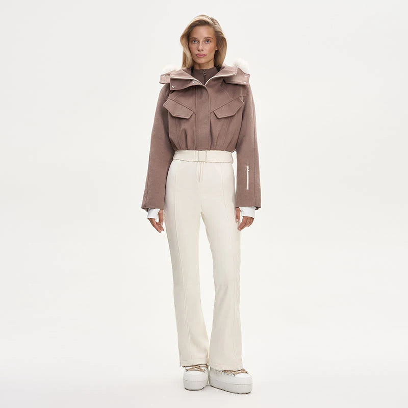 Hooded One-Piece Ski Jumpsuit for Women Windproof Outwear