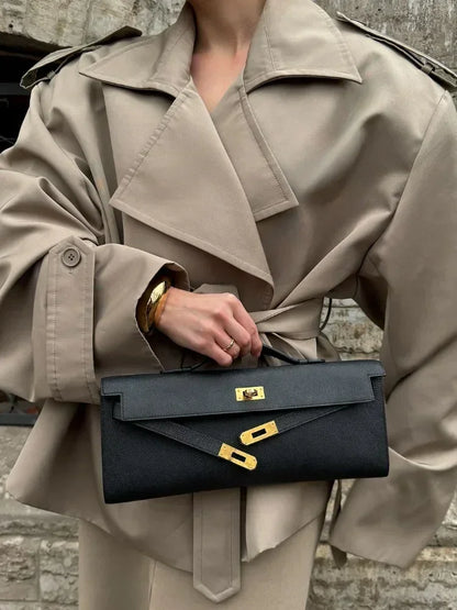Solid Lace Up Trench Coat Women Full Sleeve Windbreak