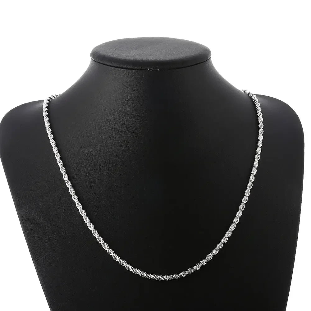 4MM Rope Chain 925 Sterling Silver Necklace Unisex
