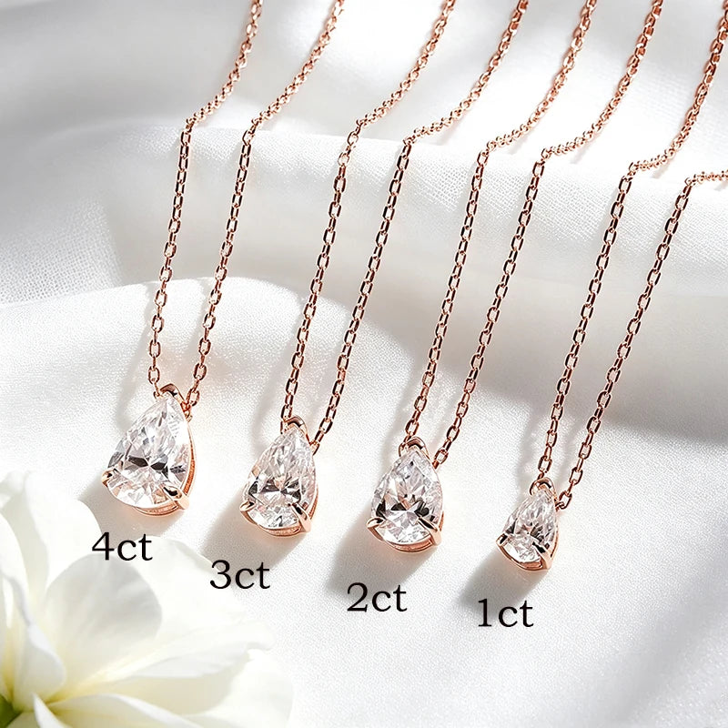 Smyoue Pear Cut Moissanite Necklace 925 Sterling Silver