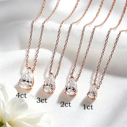Smyoue Pear Cut Moissanite Necklace 925 Sterling Silver