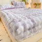 Fluffy Plush Fitted Bed Sheet Rabbit Fleece Solid Color
