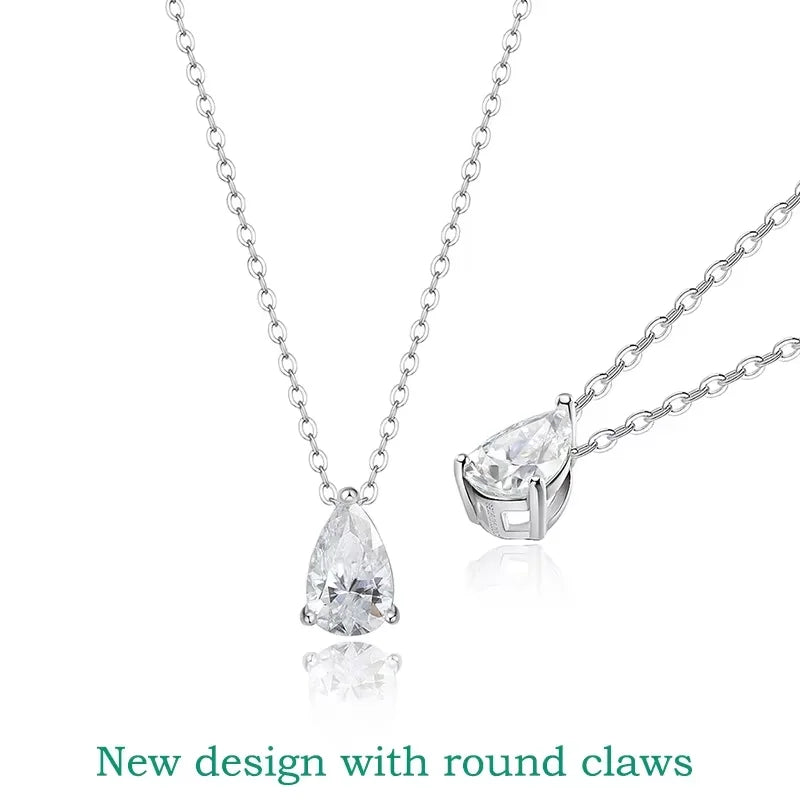 Smyoue Pear Cut Moissanite Necklace 925 Sterling Silver