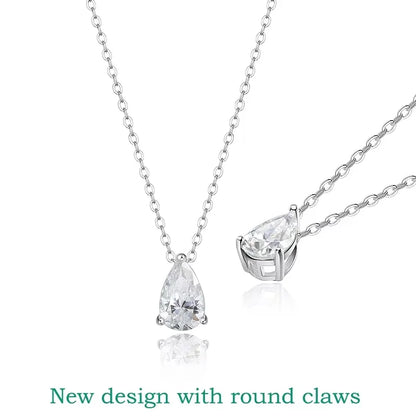 Smyoue Pear Cut Moissanite Necklace 925 Sterling Silver