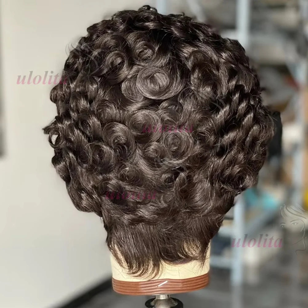 Chioma Curly Pixie Cut Wig Short Bob Human Hair Black