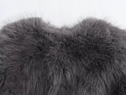 Women's Faux Fur Round Neck Short Jacket