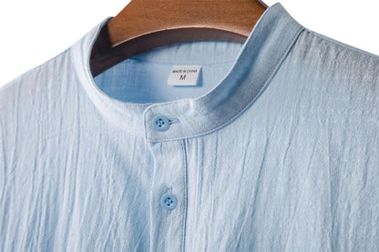 Men's Cotton Linen Short Sleeve T-Shirt Casual Beach Top