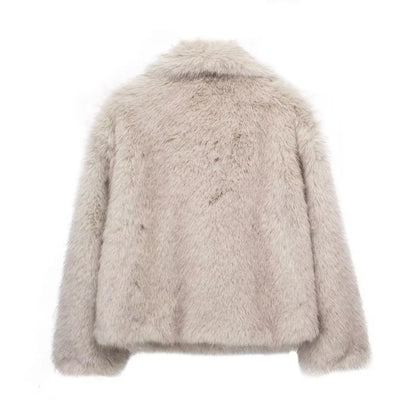 Cropped Faux Fur Jacket Coat for Women