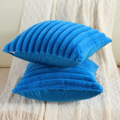 Faux Rabbit Fur Square Cushion Cover Solid Color