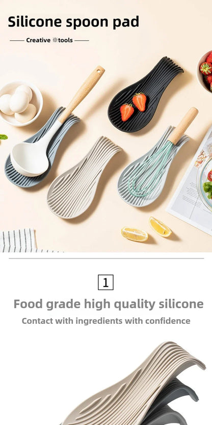 Silicone Spoon Holder and Kitchenware Tray