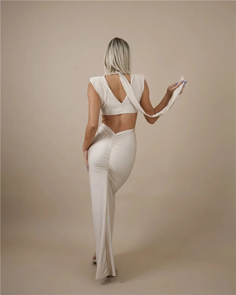 Hollow Out Turtleneck Maxi Dress for Women