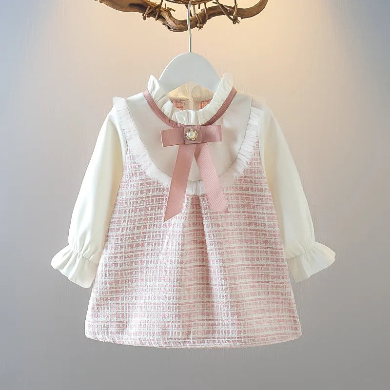 Plaid Cotton Long-Sleeve Baby Girl Dress