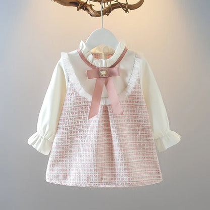 Plaid Cotton Long-Sleeve Baby Girl Dress