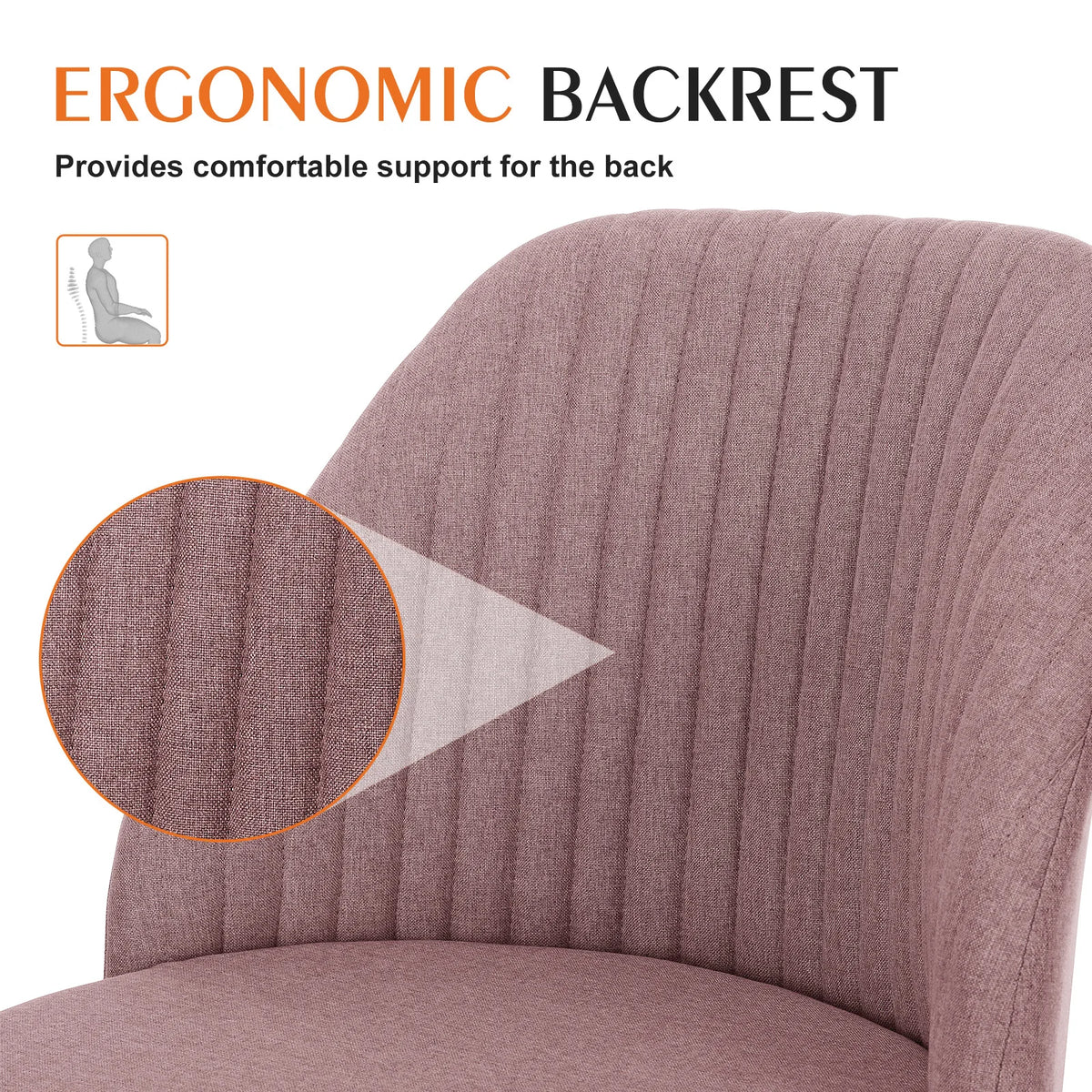 JHK Armless Swivel Office Chair with Fabric and Wheels