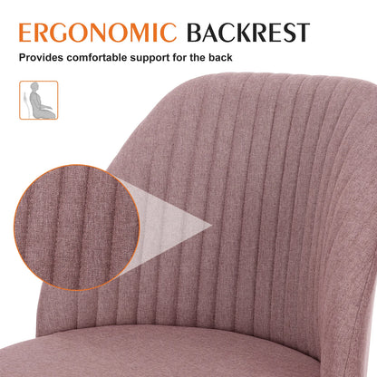 JHK Armless Swivel Office Chair with Fabric and Wheels