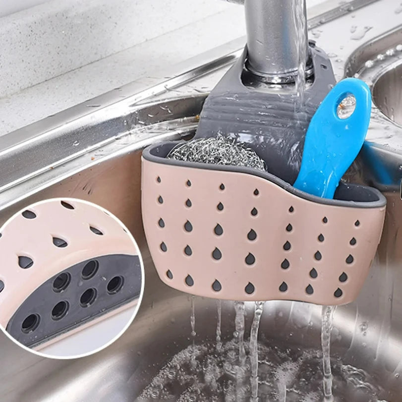 Kitchen Sink Drain Basket Silicone Holder Organizer