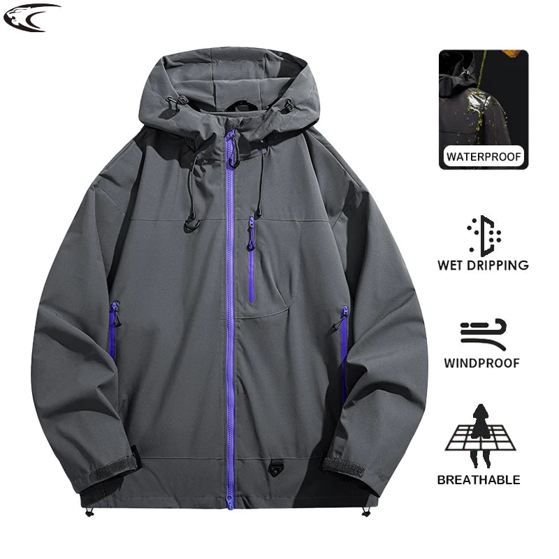 LNGXO Waterproof Windbreaker Jacket for Hiking and Camping