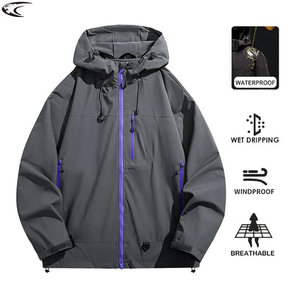 LNGXO Waterproof Windbreaker Jacket for Hiking and Camping