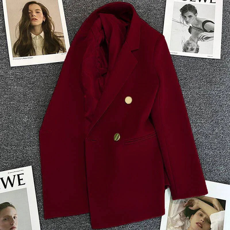 Women Double-Breasted Blazer Casual Suit Jacket
