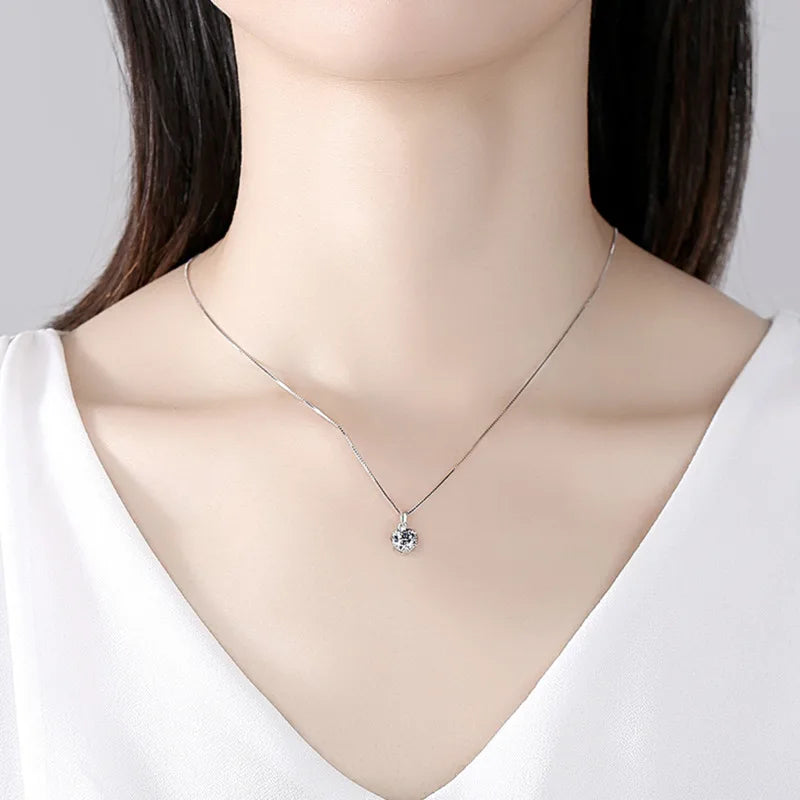 Moissanite Pendant Necklace 925 Sterling Silver Women
