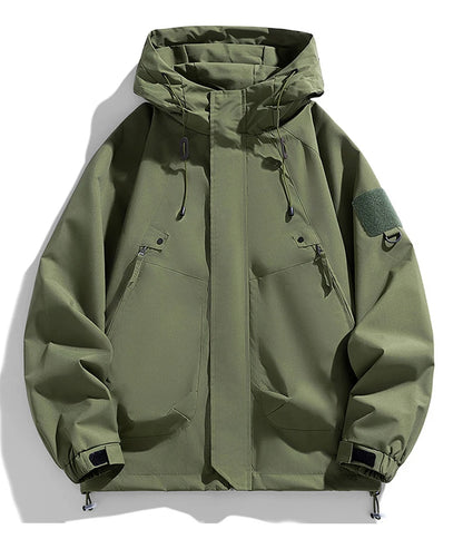 Men's Hooded Waterproof Jacket Black Softshell Camping