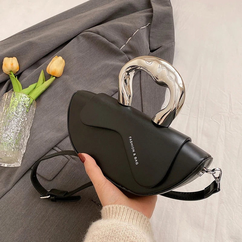 Solid PU Shoulder Bag with Hasp Compartment