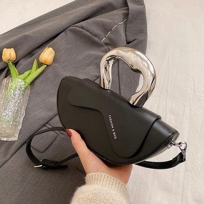 Solid PU Shoulder Bag with Hasp Compartment
