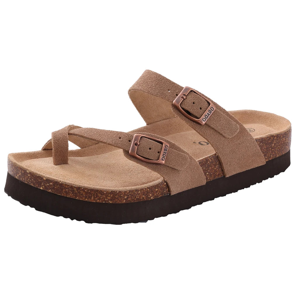 Comwarm Women's Suede Mules Slippers with Cork Insole