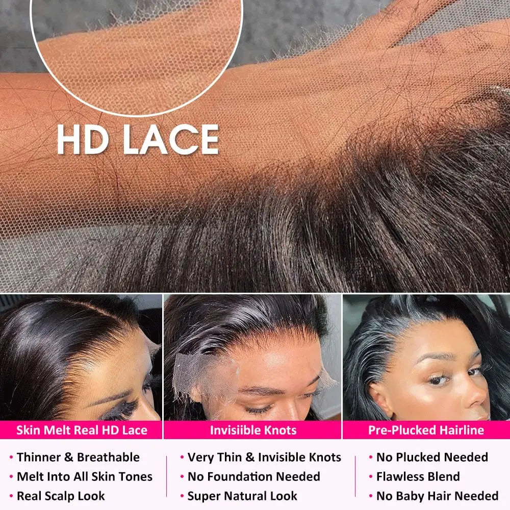13x6 Lace Front Human Hair Wig Body Wave Black