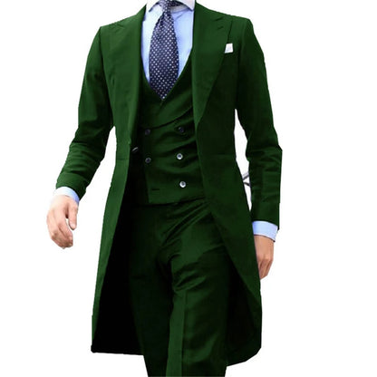 Royal Blue Long Tail Coat 3 Piece Suit for Men