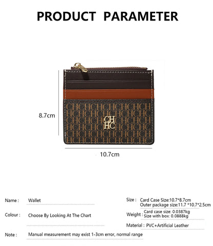 CH Women's Zipper Wallet with Letter Decoration