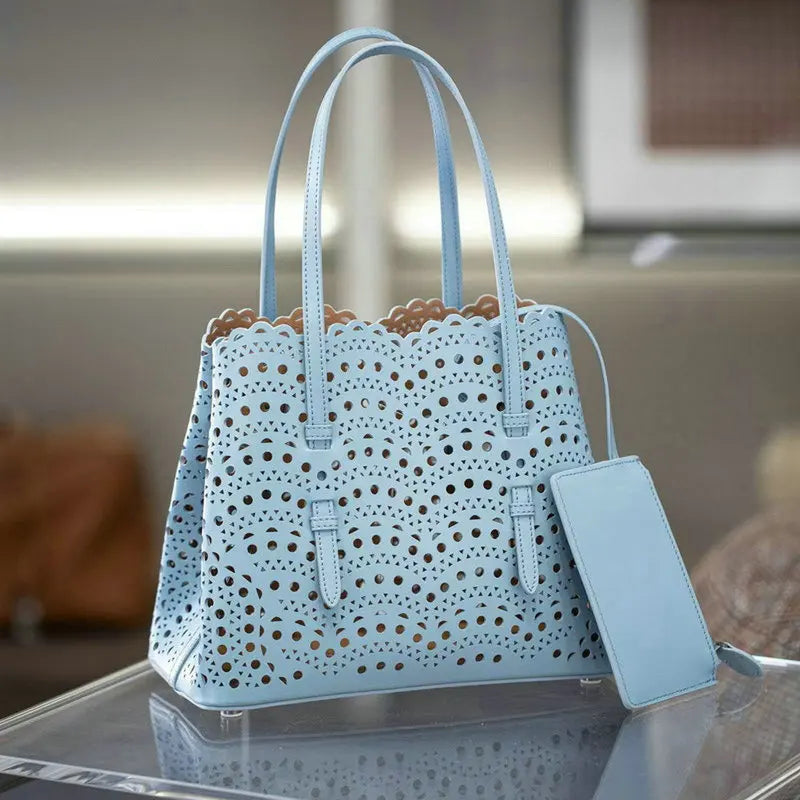 Mini Cowhide Shoulder Handbag Genuine Leather Bucket Bag