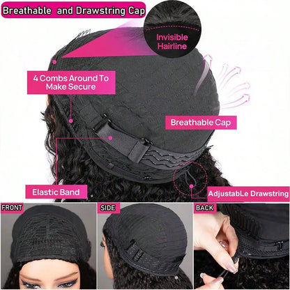 Jerry Curly Half Wig Human Hair Black Seamless Clip In